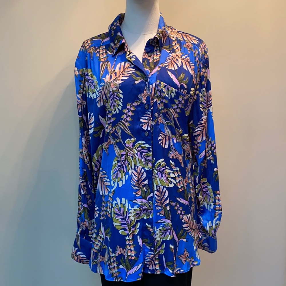 Free People oversized silky shirt